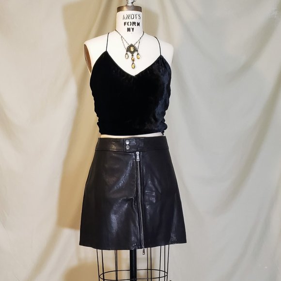 ❣Host Pick❣ POLO Ralph Lauren Blue Label Sheep Leather Skirt - Picture 2 of 8